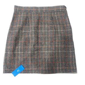 NWT CUPSHE Tweed Plaid Mini Skirt Beige M Preppy Dark Acadamia Cocquette Office